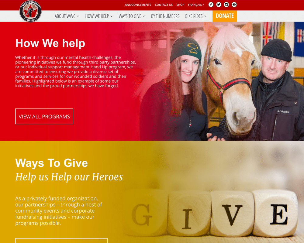 Wounded Warriors Canada - website design - website development