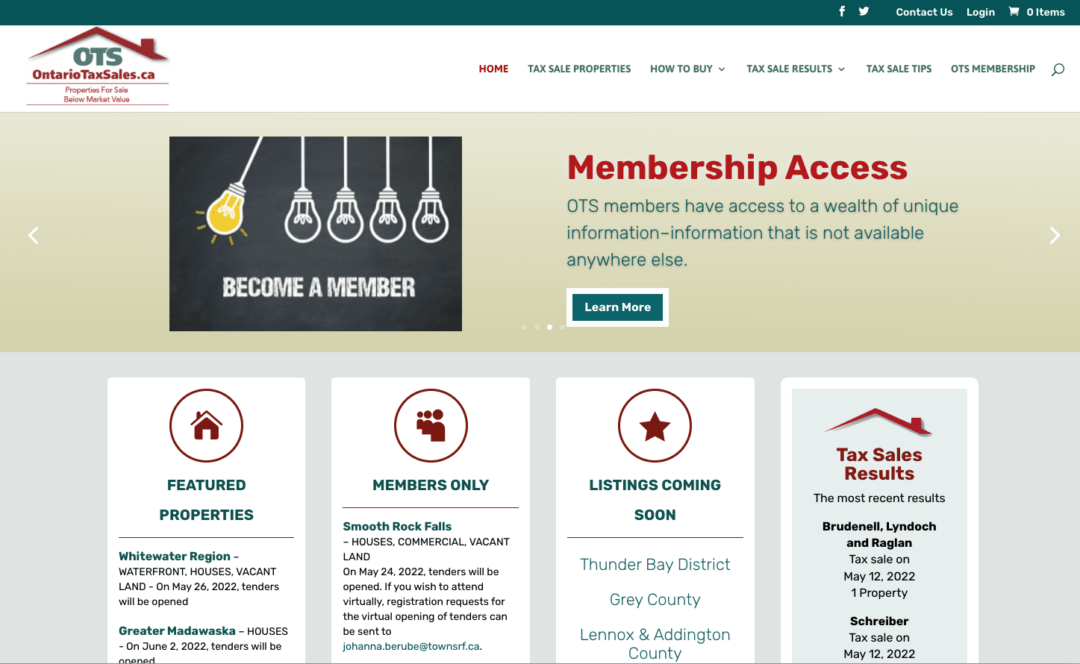 Ontario Tax Sales website design and development